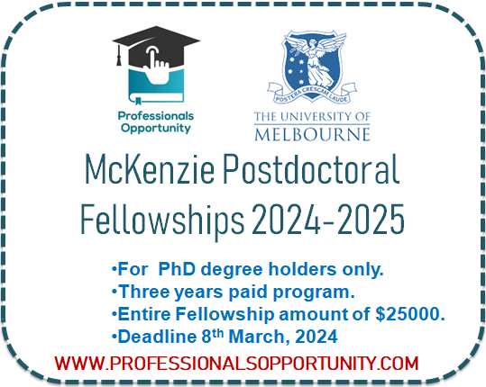 McKenzie Postdoctoral Fellowships 2024-2025