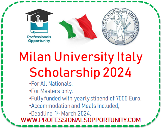 Milan University Italy Scholarship, 2024