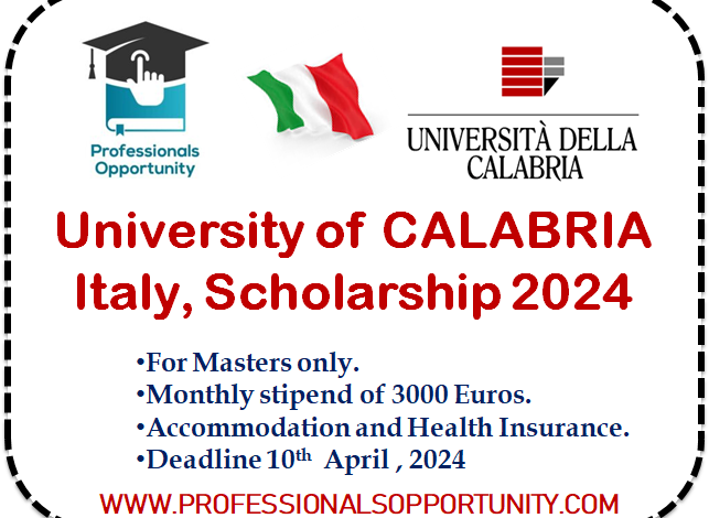 University of Calabria Italy scholarship 2024