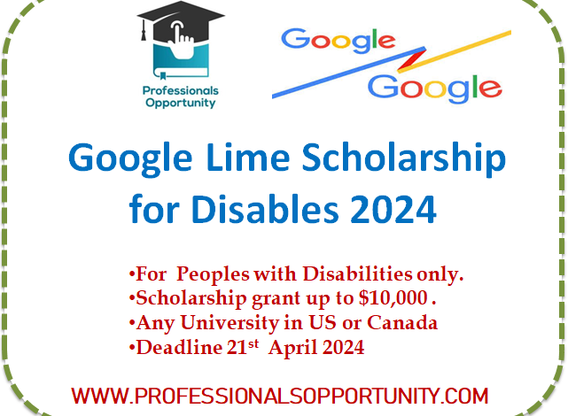 Google Lime Scholarship for Disables 2024