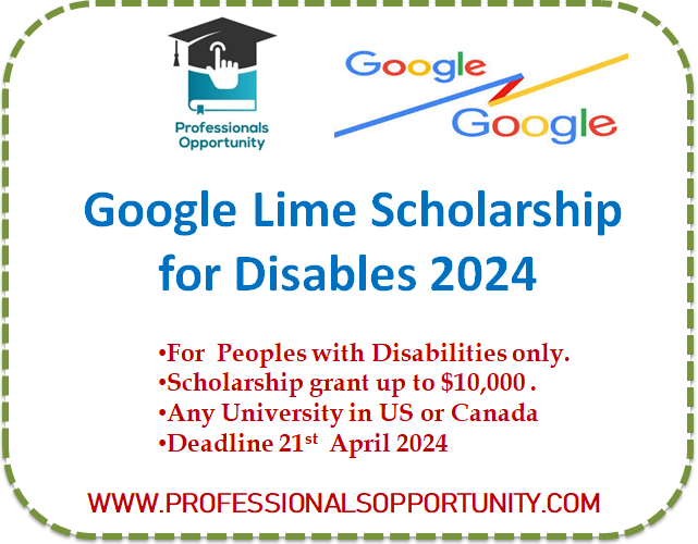 Google Lime Scholarship for Disables 2024